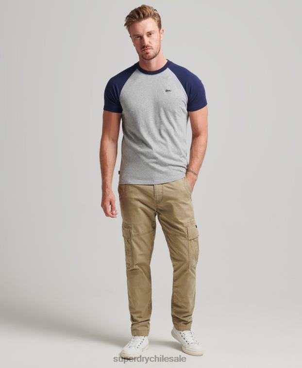 hombres Superdry Armada camiseta de béisbol con logo esencial de algodón orgánico 2R68Z4868