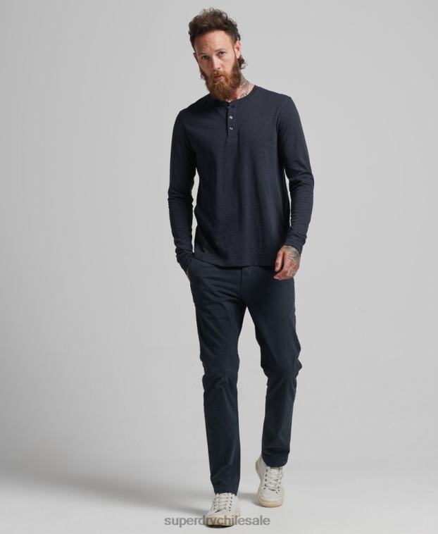 hombres Superdry Armada camiseta henley de manga larga 2R68Z1513