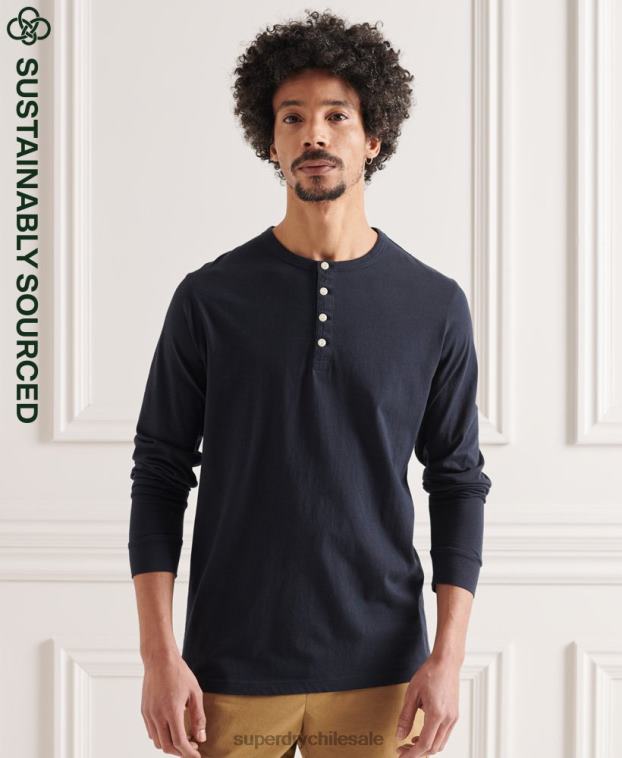 hombres Superdry Armada camiseta henley esencial ligera de algodón orgánico 2R68Z6489