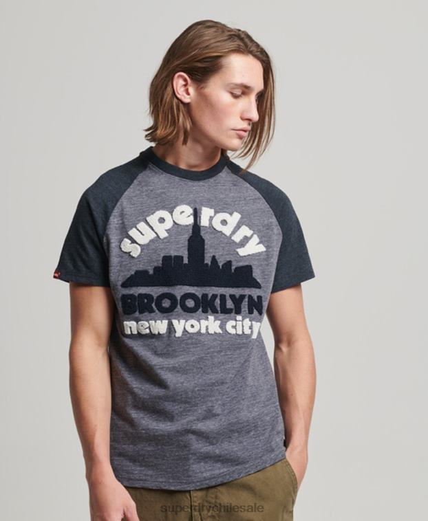 hombres Superdry Armada camiseta raglán vintage con apliques de gran aire libre 2R68Z115