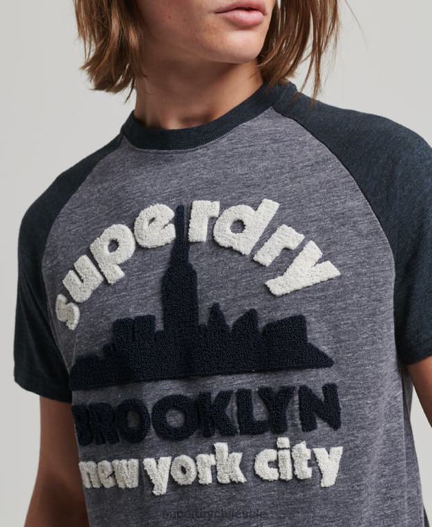 hombres Superdry Armada camiseta raglán vintage con apliques de gran aire libre 2R68Z115