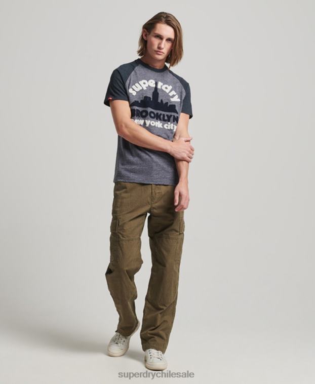 hombres Superdry Armada camiseta raglán vintage con apliques de gran aire libre 2R68Z115