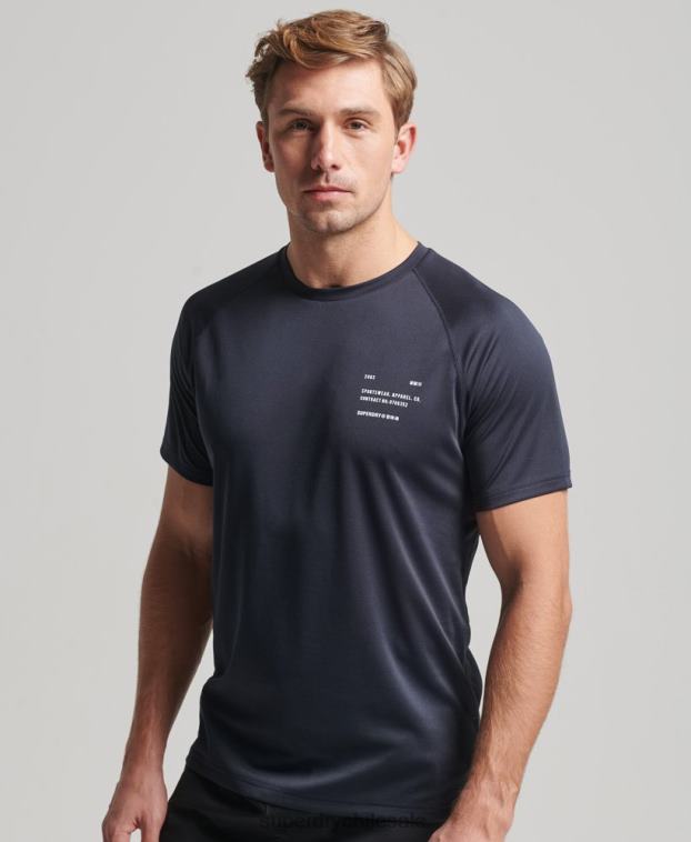 hombres Superdry Armada playera de manga corta con gráfico de tren activo 2R68Z1429