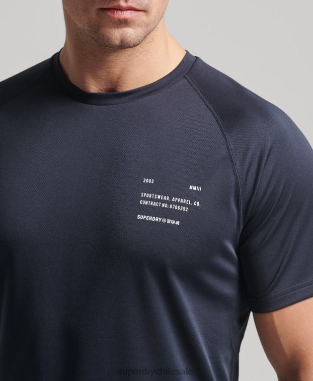 hombres Superdry Armada playera de manga corta con gráfico de tren activo 2R68Z1429