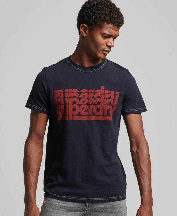 hombres Superdry Armada playera vintage de rayas de los años 70 2R68Z4873