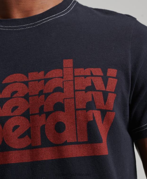 hombres Superdry Armada playera vintage de rayas de los años 70 2R68Z4873