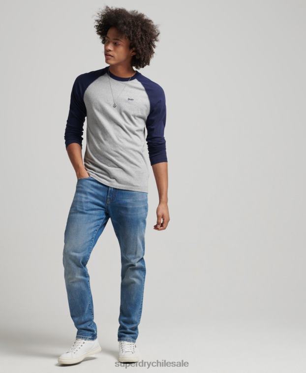 hombres Superdry Armada top básico de béisbol de manga larga de algodón orgánico 2R68Z1578
