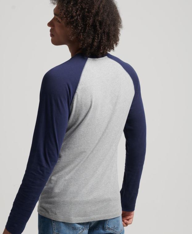 hombres Superdry Armada top básico de béisbol de manga larga de algodón orgánico 2R68Z1578