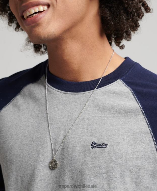 hombres Superdry Armada top básico de béisbol de manga larga de algodón orgánico 2R68Z1578