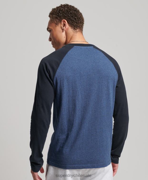 hombres Superdry Armada top básico de béisbol de manga larga de algodón orgánico 2R68Z6446