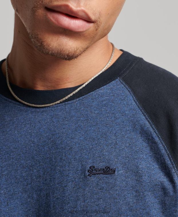 hombres Superdry Armada top básico de béisbol de manga larga de algodón orgánico 2R68Z6446