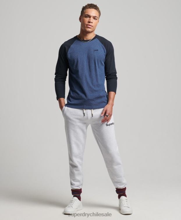 hombres Superdry Armada top básico de béisbol de manga larga de algodón orgánico 2R68Z6446