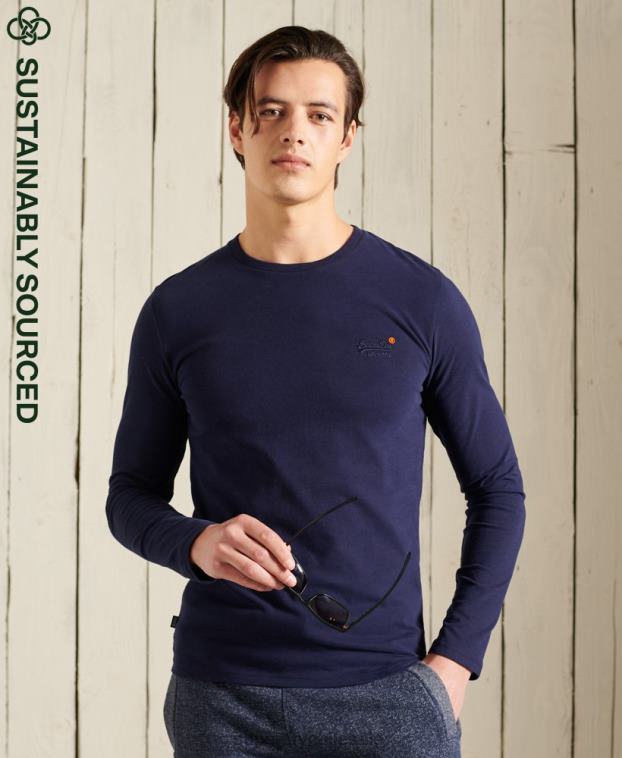 hombres Superdry Armada top de algodón orgánico con bordado vintage 2R68Z1540
