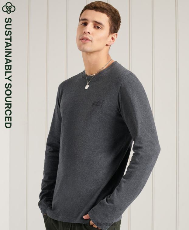 hombres Superdry Armada top de algodón orgánico con etiqueta naranja bordada 2R68Z6431