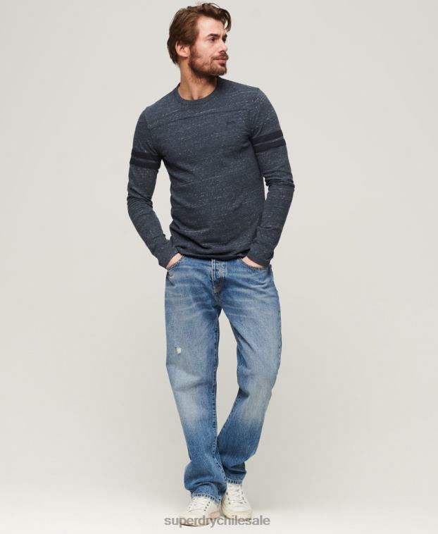 hombres Superdry Armada top de algodón orgánico con logo vintage 2R68Z1466