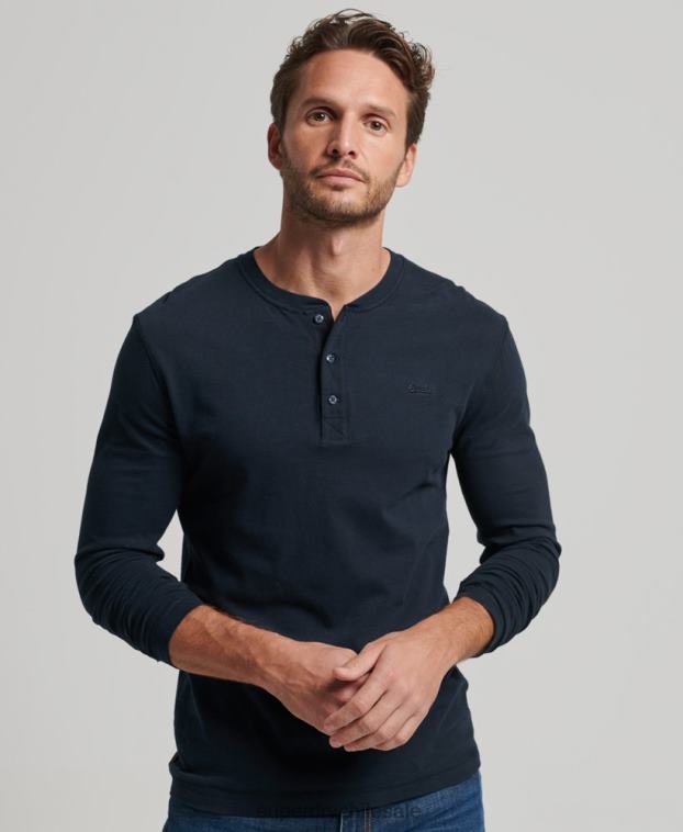 hombres Superdry Armada top de algodón orgánico con logo vintage bordado 2R68Z1457