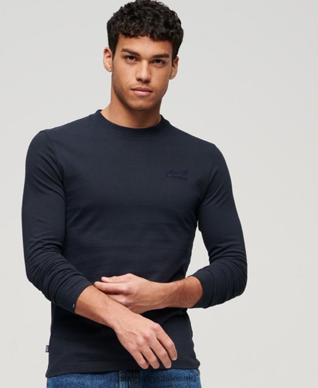 hombres Superdry Armada top de algodón orgánico con logo vintage bordado 2R68Z1462