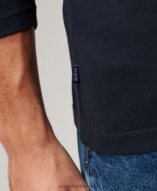 hombres Superdry Armada top de algodón orgánico con logo vintage bordado 2R68Z1462