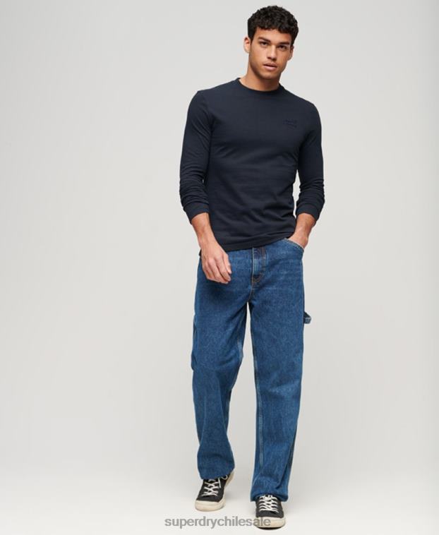 hombres Superdry Armada top de algodón orgánico con logo vintage bordado 2R68Z1462