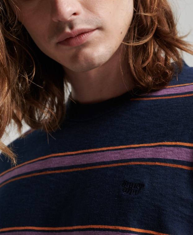 hombres Superdry Armada top de rayas texturizadas vintage de algodón orgánico 2R68Z1471