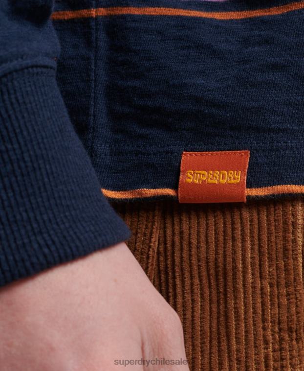 hombres Superdry Armada top de rayas texturizadas vintage de algodón orgánico 2R68Z1471
