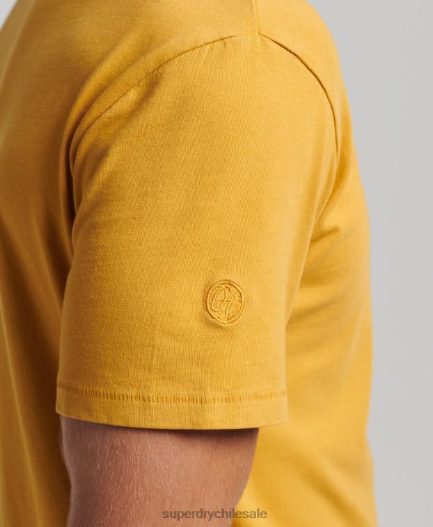 hombres Superdry amarillo camiseta de algodón orgánico con bolsillo 2R68Z4806