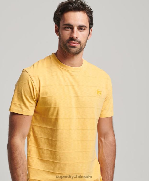 hombres Superdry amarillo camiseta de algodón orgánico con textura vintage 2R68Z34