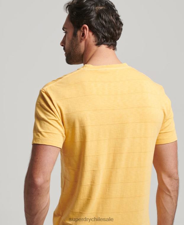 hombres Superdry amarillo camiseta de algodón orgánico con textura vintage 2R68Z34