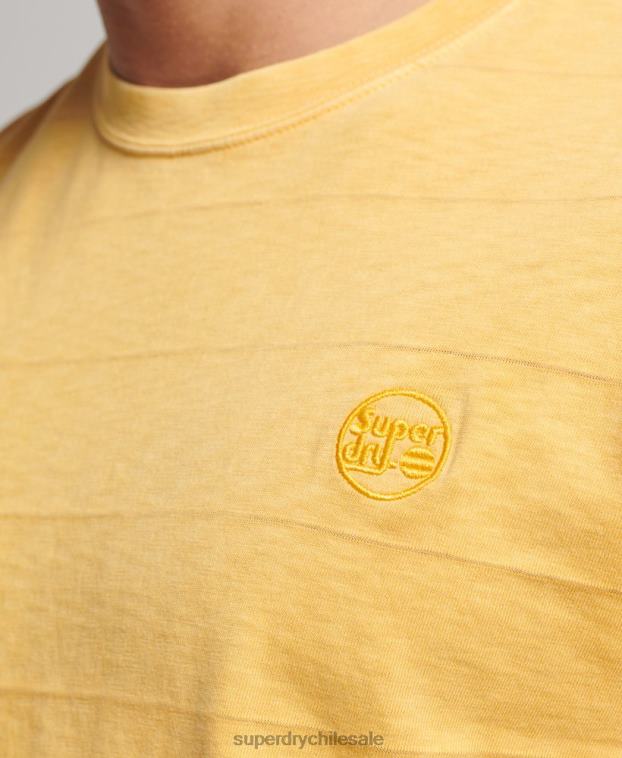 hombres Superdry amarillo camiseta de algodón orgánico con textura vintage 2R68Z34