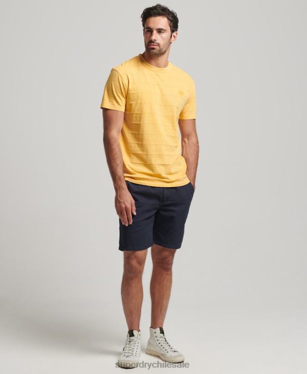 hombres Superdry amarillo camiseta de algodón orgánico con textura vintage 2R68Z34
