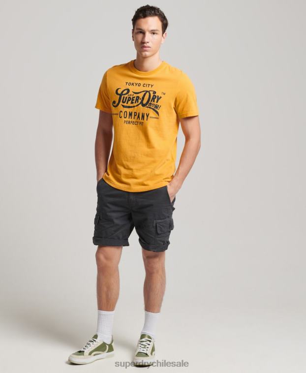 hombres Superdry amarillo camiseta universitaria estilo script 2R68Z4948