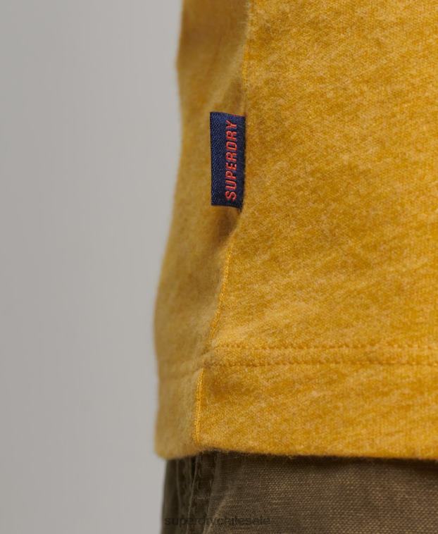 hombres Superdry amarillo top básico de béisbol de manga larga de algodón orgánico 2R68Z1484