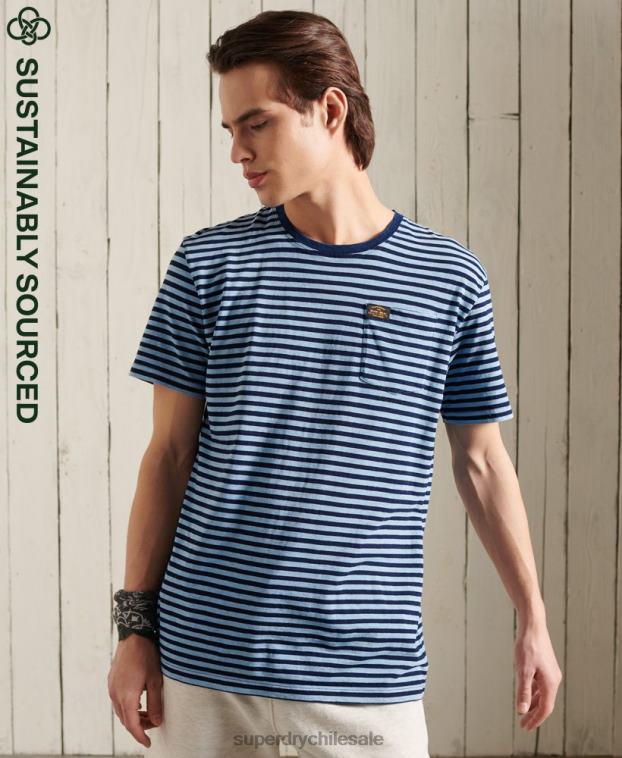 hombres Superdry azul camiseta boho añil de algodón orgánico 2R68Z4963