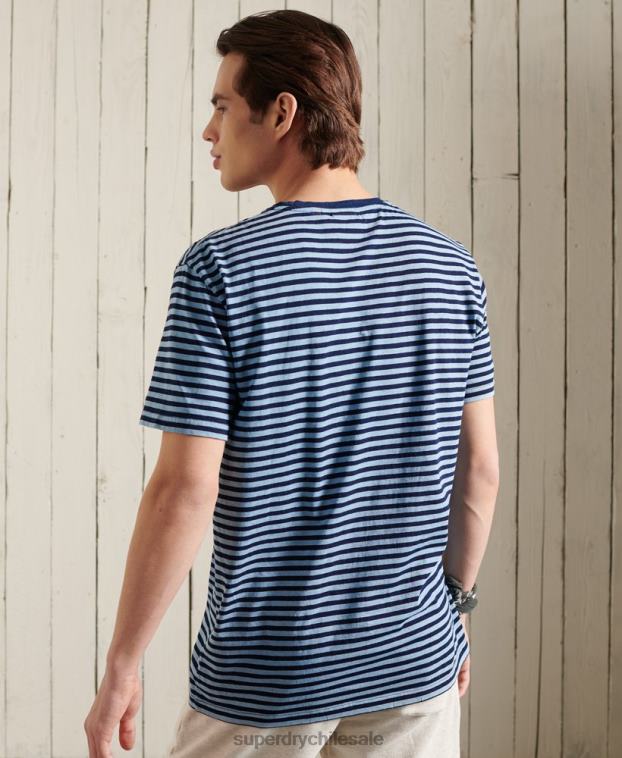 hombres Superdry azul camiseta boho añil de algodón orgánico 2R68Z4963