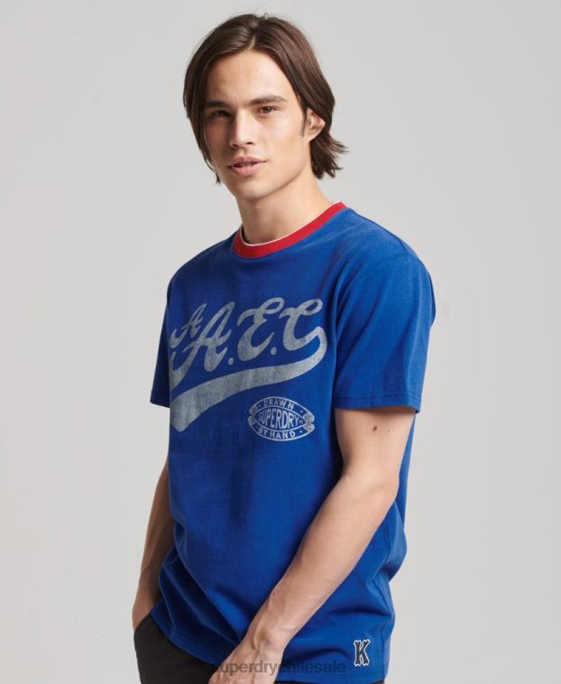 hombres Superdry azul camiseta colegial 2R68Z4961