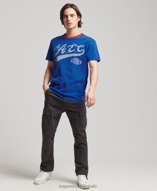 hombres Superdry azul camiseta colegial 2R68Z4961