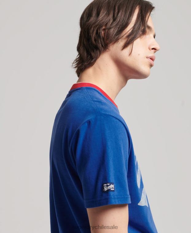 hombres Superdry azul camiseta colegial 2R68Z4961