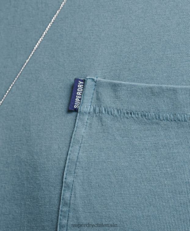hombres Superdry azul camiseta de algodón orgánico con bolsillo 2R68Z4814