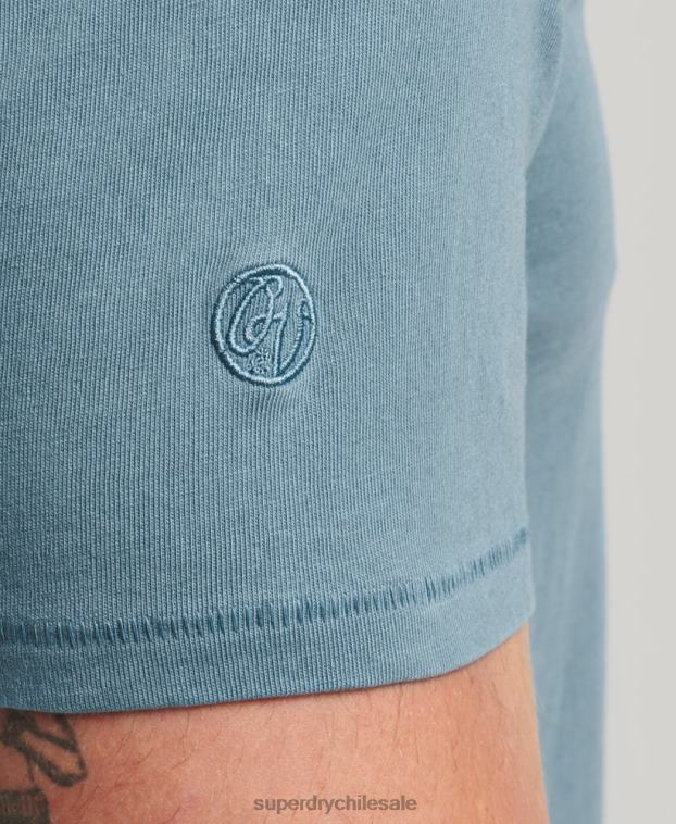 hombres Superdry azul camiseta de algodón orgánico con bolsillo 2R68Z4814