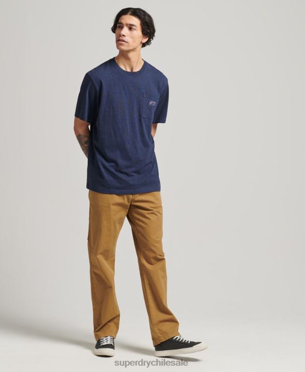 hombres Superdry azul camiseta de algodón orgánico con bolsillo del logo 2R68Z4818
