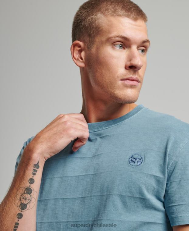 hombres Superdry azul camiseta de algodón orgánico con textura vintage 2R68Z48
