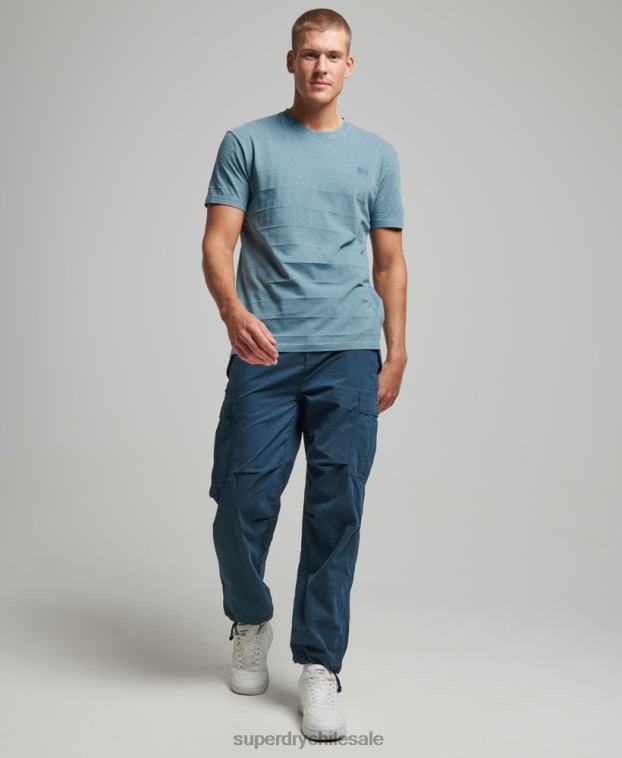hombres Superdry azul camiseta de algodón orgánico con textura vintage 2R68Z48