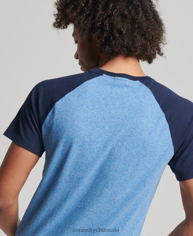 hombres Superdry azul camiseta de béisbol de algodón orgánico 2R68Z4924
