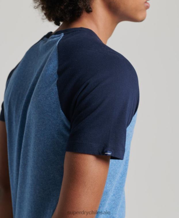 hombres Superdry azul camiseta de béisbol de algodón orgánico 2R68Z4924