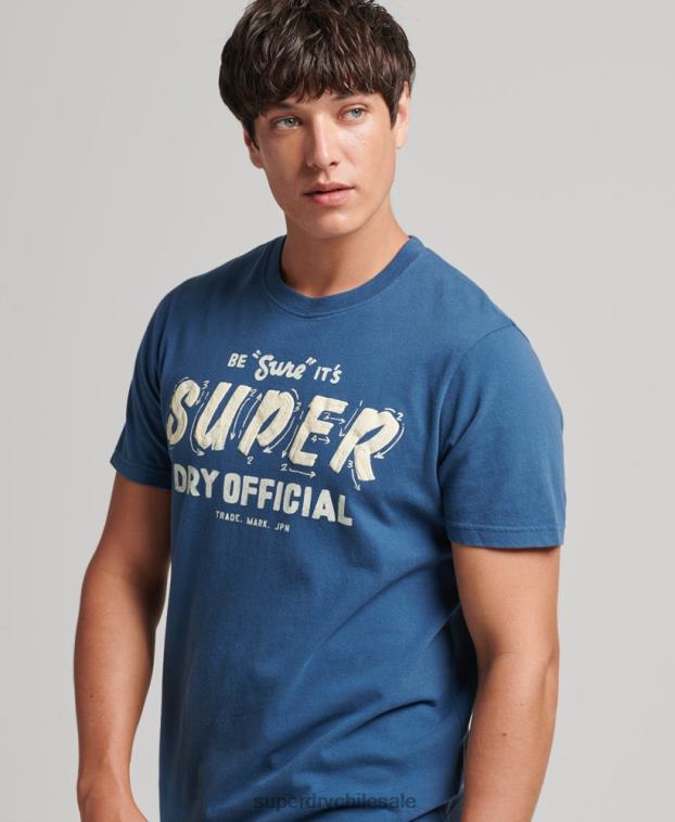 hombres Superdry azul camiseta de escritor de carteles vintage 2R68Z4850