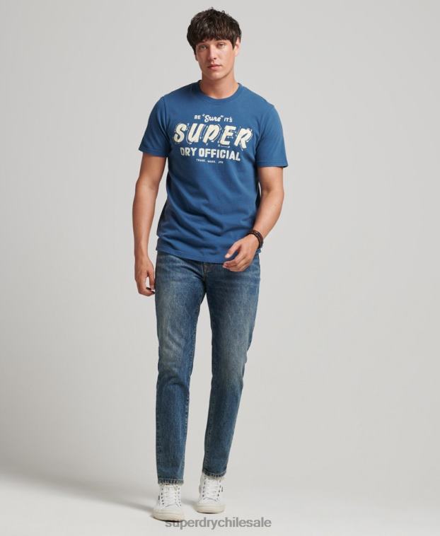 hombres Superdry azul camiseta de escritor de carteles vintage 2R68Z4850