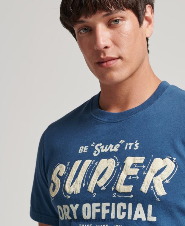 hombres Superdry azul camiseta de escritor de carteles vintage 2R68Z4850