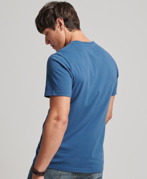 hombres Superdry azul camiseta de escritor de carteles vintage 2R68Z4850