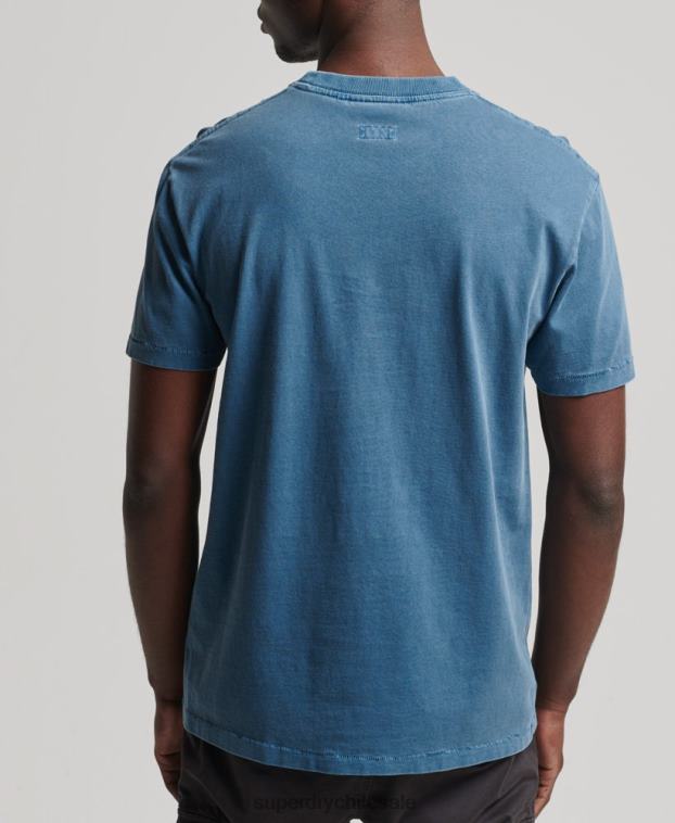 hombres Superdry azul camiseta vintage workwear de algodón orgánico con bolsillo 2R68Z4956