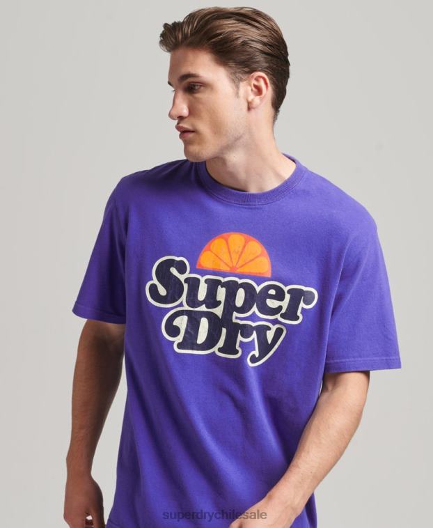hombres Superdry azul claro camiseta gráfica cooper retro años 70 2R68Z4900